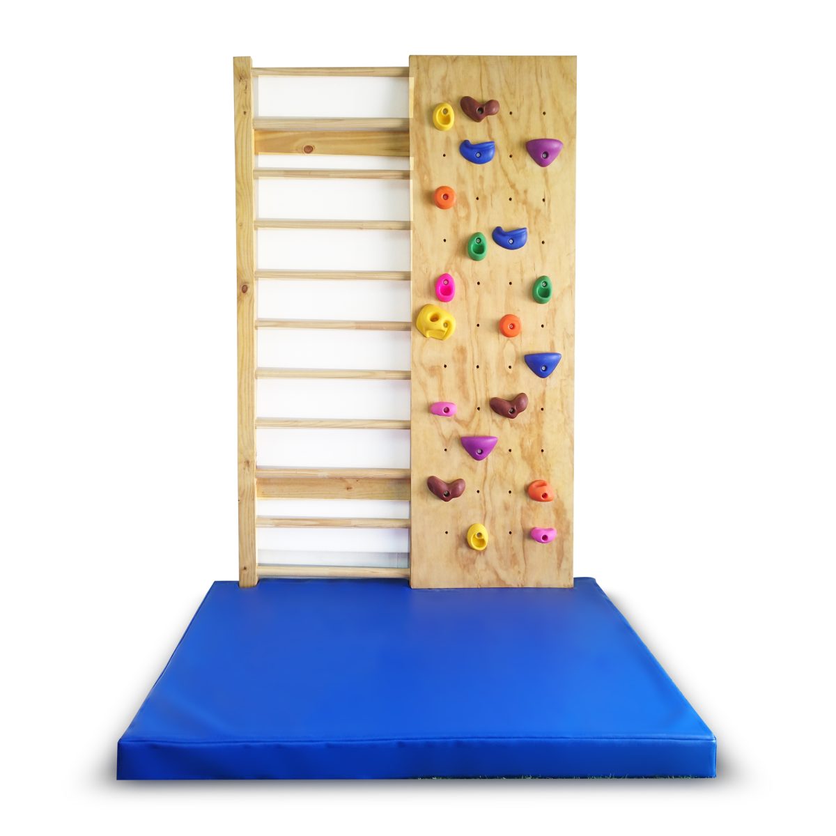 Espaldera de escalada infantil de madera vista frontal
