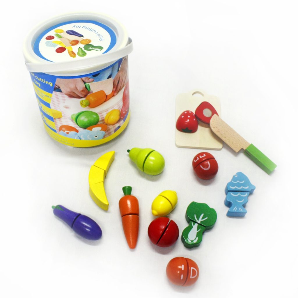 balde frutas y verduras para cortar de juguete
