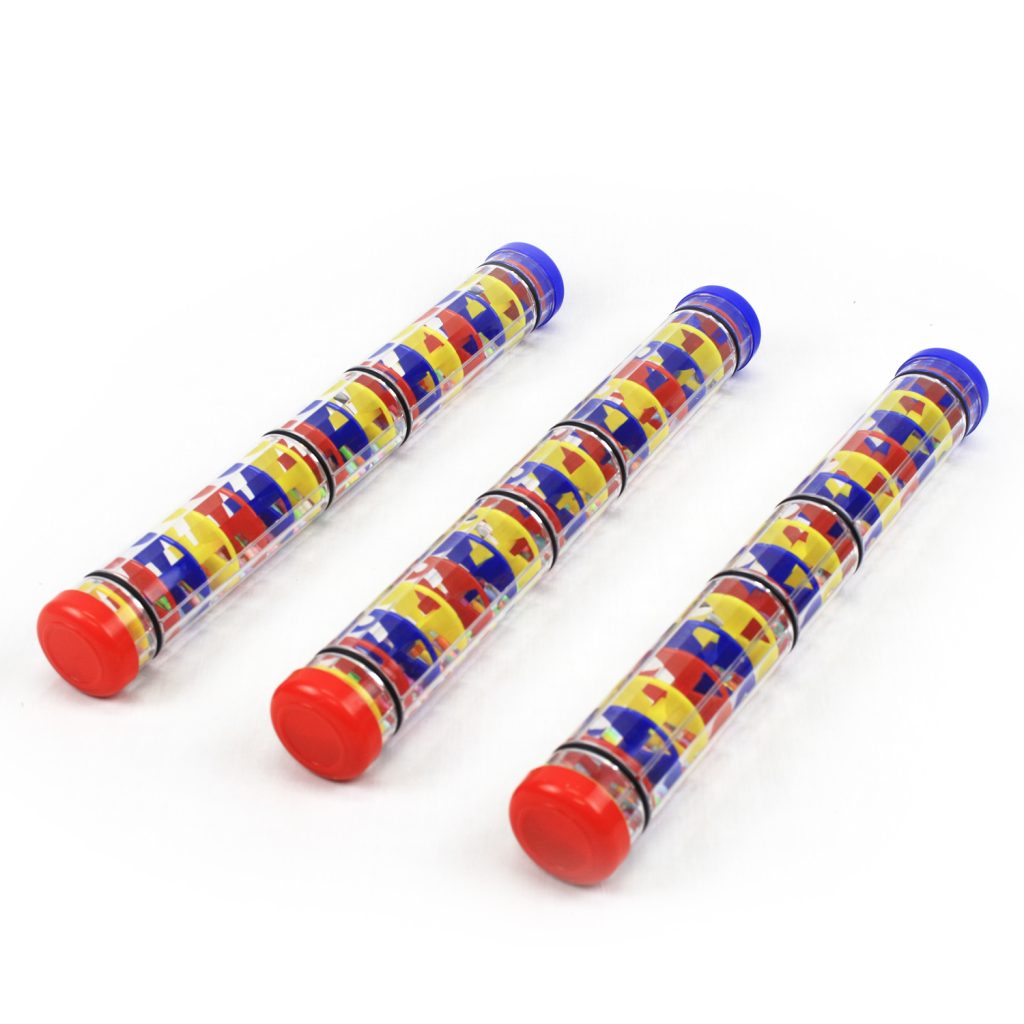 palo de lluvia sensorial con bolitas de colores